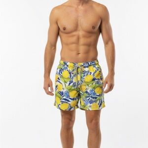 Kenny Flowers Blue and Yellow Swim Trunks